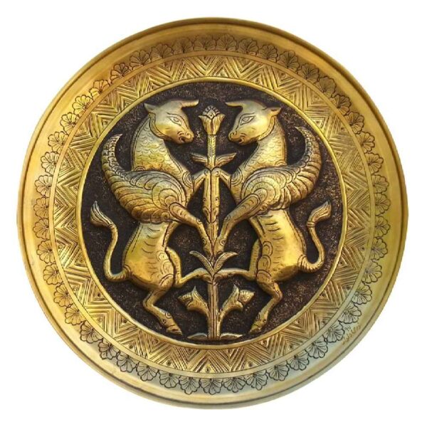 Persischer dekorativer Kupferteller graviert Galaza