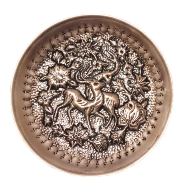 Persischer dekorativer Kupferteller graviert mit Gazelle