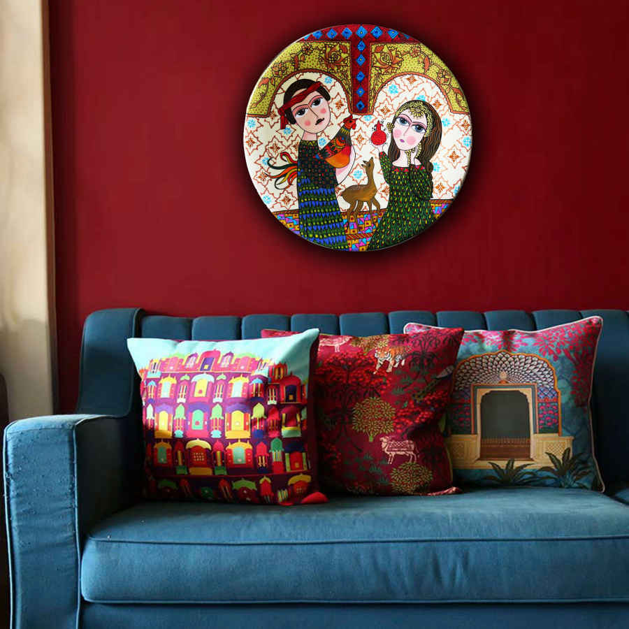 Persischer dekorativer Keramikteller handgemalt Mohabat