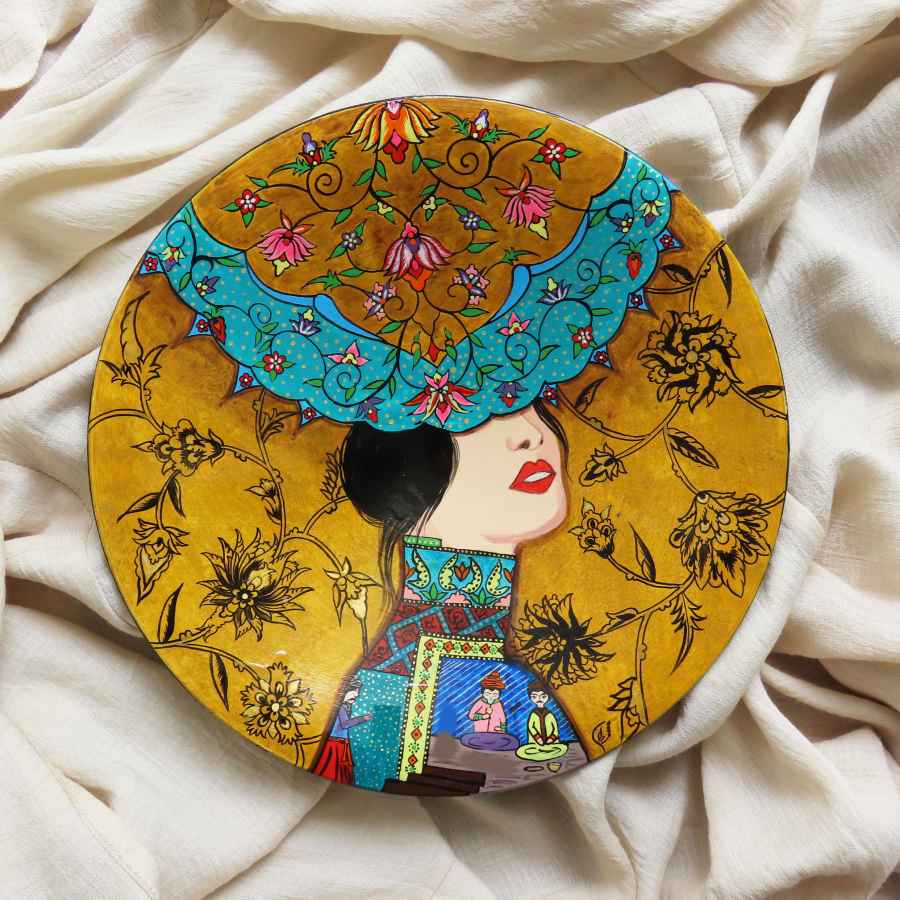 Persischer dekorativer Keramikteller handgemalt Orientalisch