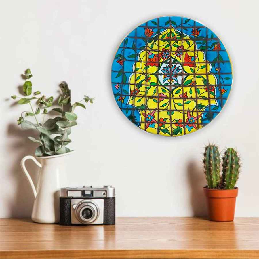 Dekorativer Keramikteller handgemalt Persisches Türkis