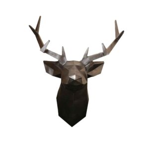 Dekorative geometrische silberne Hirsch-Figur im Kubismus-Stil – Modernes Kunstwerk