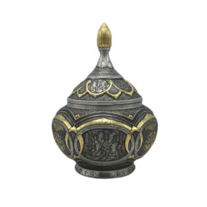 Handgefertigte persische Messing-Zuckerschale mit Deckel – Traditionell Graviert Norozi