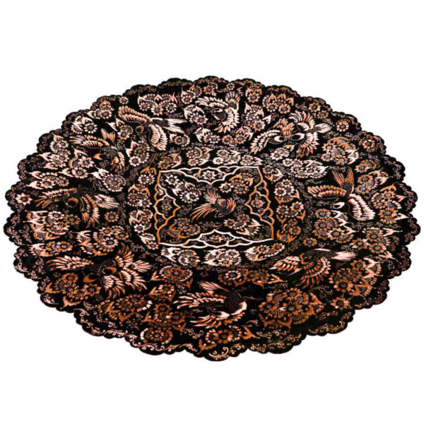 Dekoratives Kupfertablett, handgraviert mit persischem Kunsthandwerk und Diamant-Design