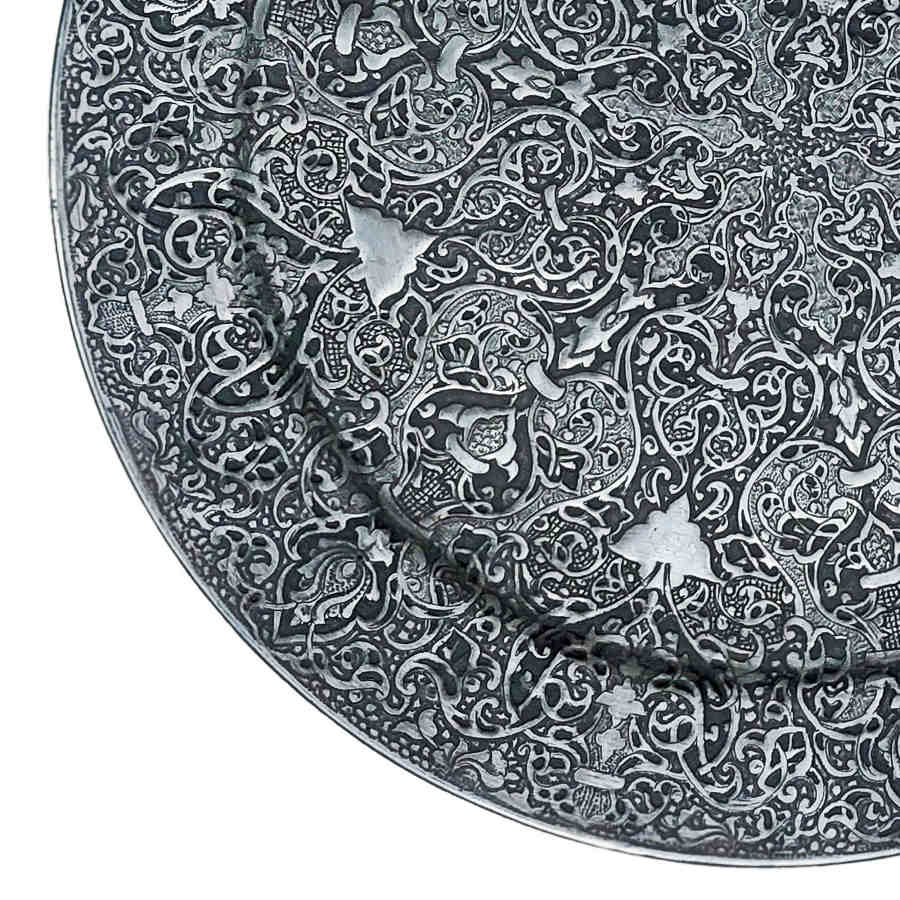 Dekoratives Kupfertablett, handgraviert mit persischem Kunsthandwerk und Eslimi-Muster