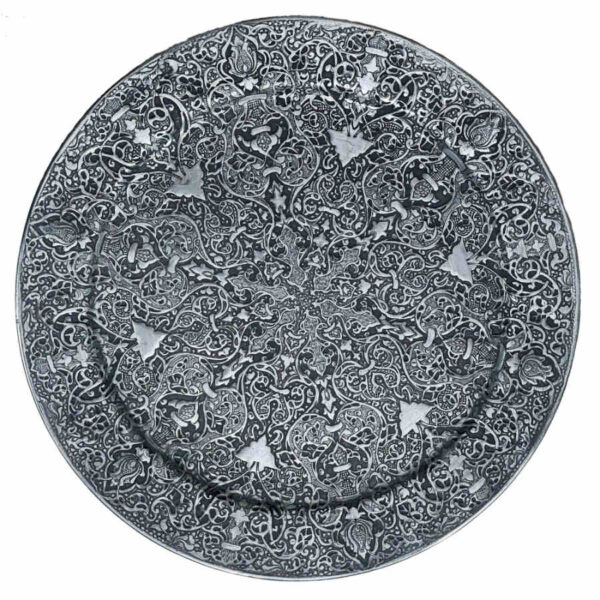 Dekoratives Kupfertablett, handgraviert mit persischem Kunsthandwerk und Eslimi-Muster