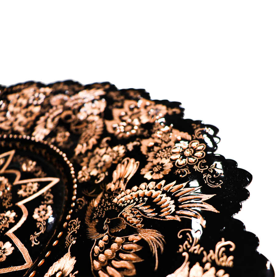 Dekoratives Kupfertablett, handgraviert mit persischem Kunsthandwerk und Honar-Muster