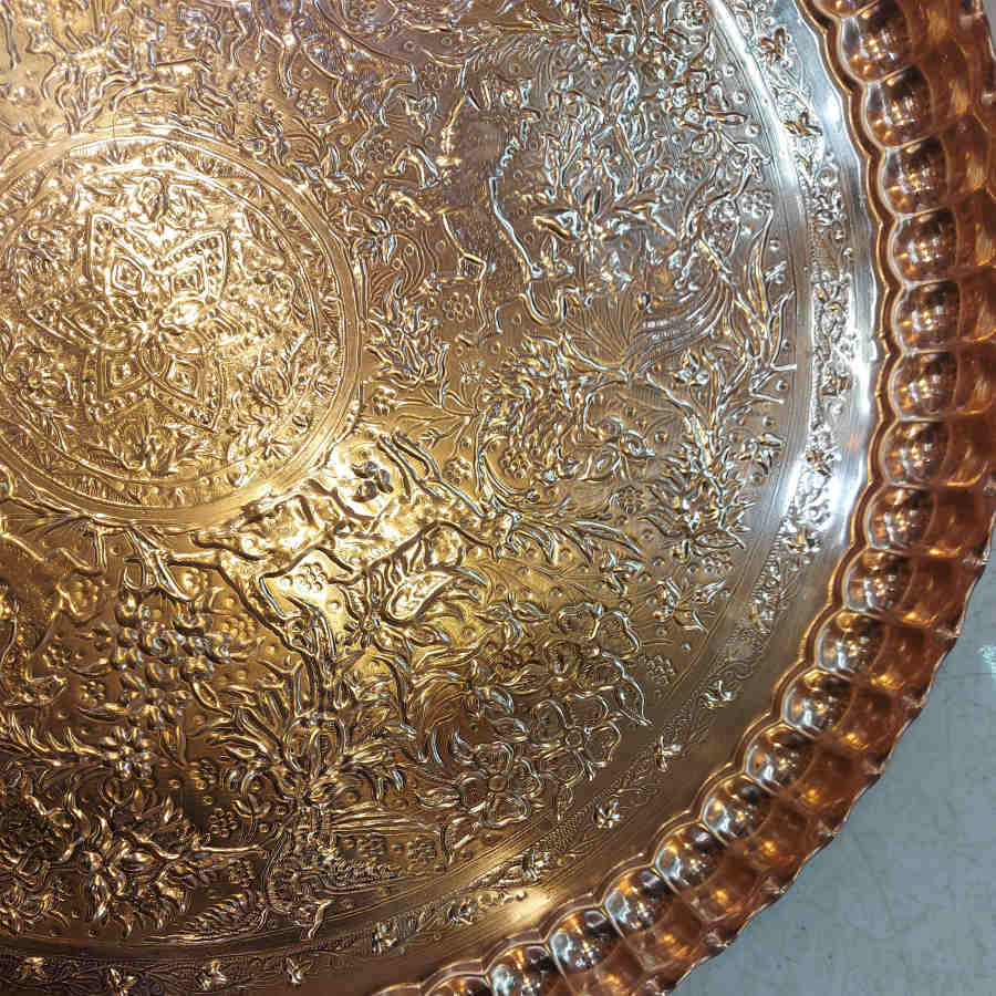 Persisches Kupfer-Serviertablett, traditionell gehämmert, Modell Mahtab