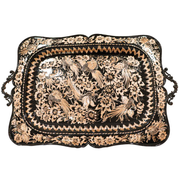 Dekoratives Kupfertablett, handgraviert mit persischem Kunsthandwerk, rechteckig