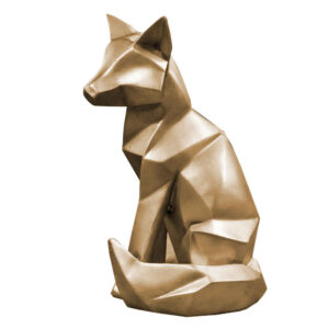 Geometrische goldene Fuchs-Figur im Kubismus-Stil – Einzigartige Kunstskulptur