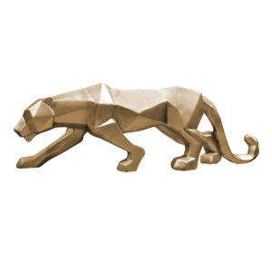 Geometrische goldene Tiger-Figur im Kubismus-Stil – Künstlerische Skulptur