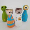 Handgefertigte Holz-Peg-Puppen - Astronauten | Weltraumthemen-Holzspielzeuge