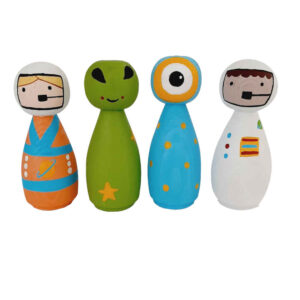 Handgefertigte Holz-Peg-Puppen – Astronauten | Weltraumthemen-Holzspielzeuge