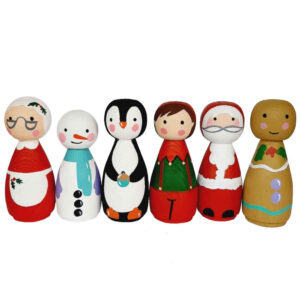 Handgefertigte Holz-Peg-Puppen – Weihnachten 02 | Festliche Holzfiguren