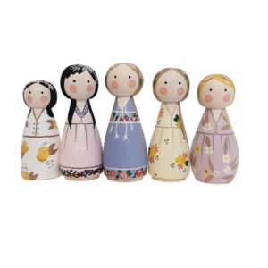 Handgefertigte Holz-Peg-Puppen – Märchenfiguren | Verzauberte Holzspielzeuge