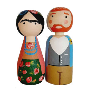 Handgefertigte Holz-Peg-Puppen – Frida Kahlo | Künstlerische Holzfiguren