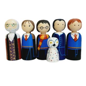 Handgefertigte Holz-Peg-Puppen – Harry Potter | Individuelle Zaubererfiguren