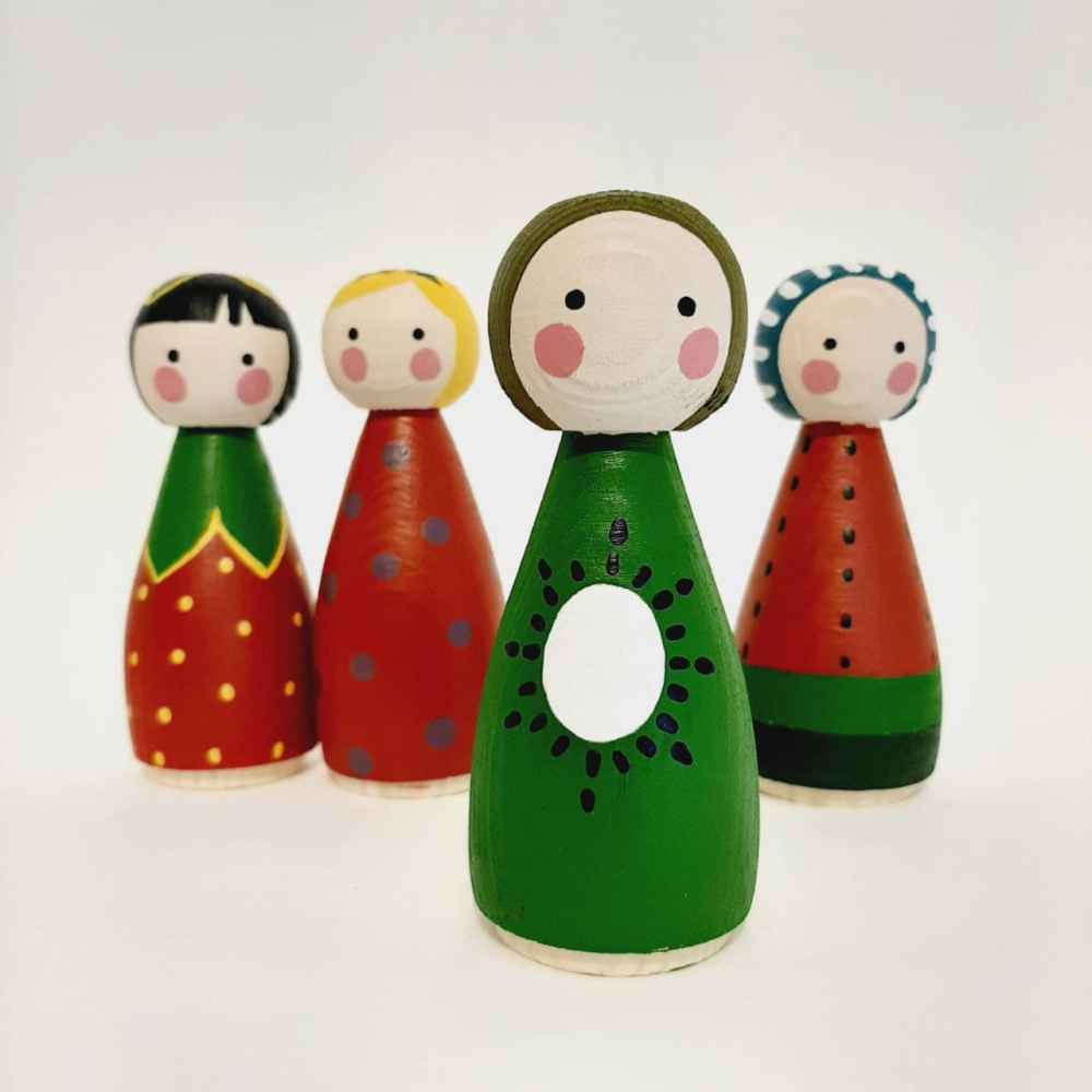 Handgefertigte Holz-Peg-Puppen – Marienkäfer | Naturthemen-Holzfiguren