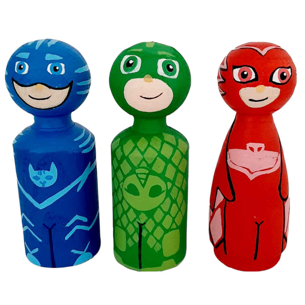 Handgefertigte Holz-Peg-Puppen - Kleine Helden | Individuelle Kinder-Spielzeugfiguren