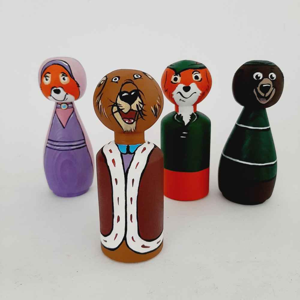 Handgefertigte Holz-Peg-Puppen – Robin Hood | Klassische Abenteuerfiguren