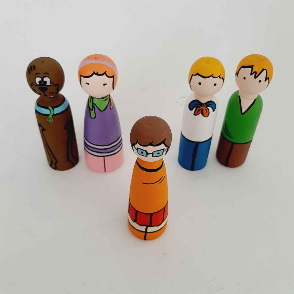 Handgefertigte Holz-Peg-Puppen – Scooby Doo | Individuelle Cartoon-Figuren