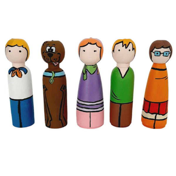 Handgefertigte Holz-Peg-Puppen - Scooby Doo | Individuelle Cartoon-Figuren