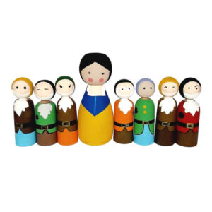 Handgefertigte Holz-Peg-Puppen – Schneewittchen | Märchenhafte Holzspielzeuge