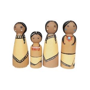 Handgefertigte Holz-Peg-Puppen – Sorkh Poost Mädchen | Traditionelle Holzspielzeuge