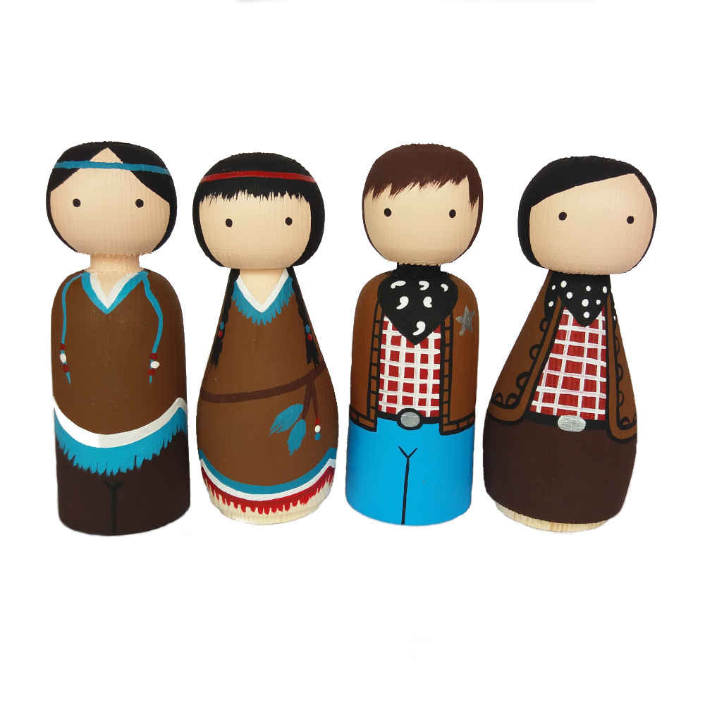 Handgefertigte Holz-Peg-Puppen - Sorkh Poost | Traditionelle Holzspielzeuge