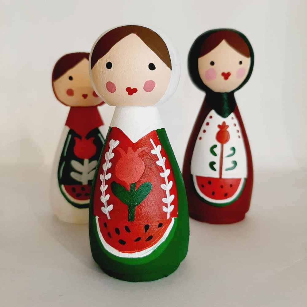 Handgefertigte Holz-Peg-Puppen – Yalda-Fest | Handgefertigte Holzfiguren