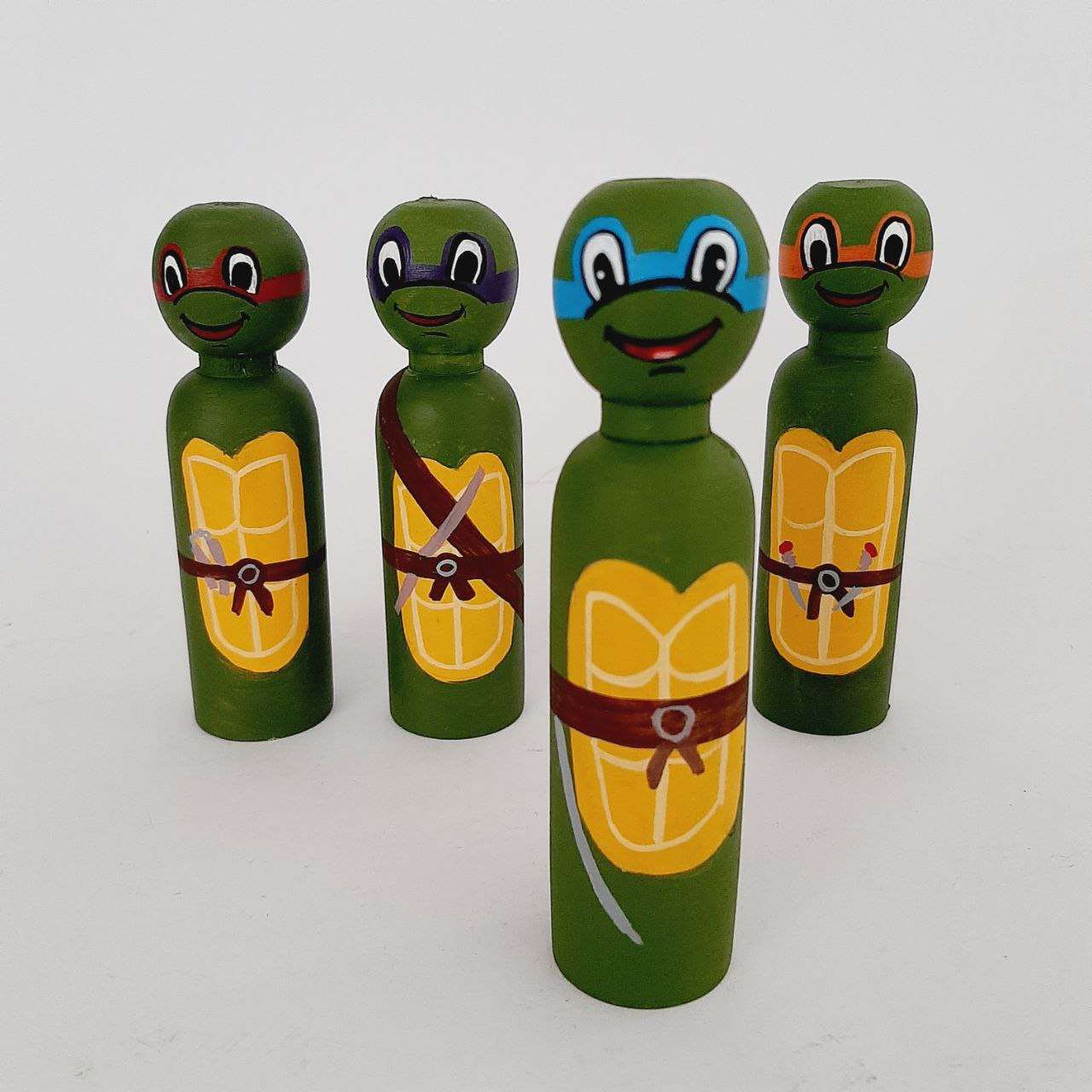 Handgefertigte Holz-Peg-Puppen – Mutant Ninja Turtles | Individuelle Actionfiguren