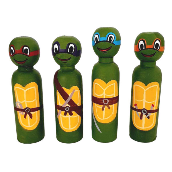 Handgefertigte Holz-Peg-Puppen - Mutant Ninja Turtles | Individuelle Actionfiguren