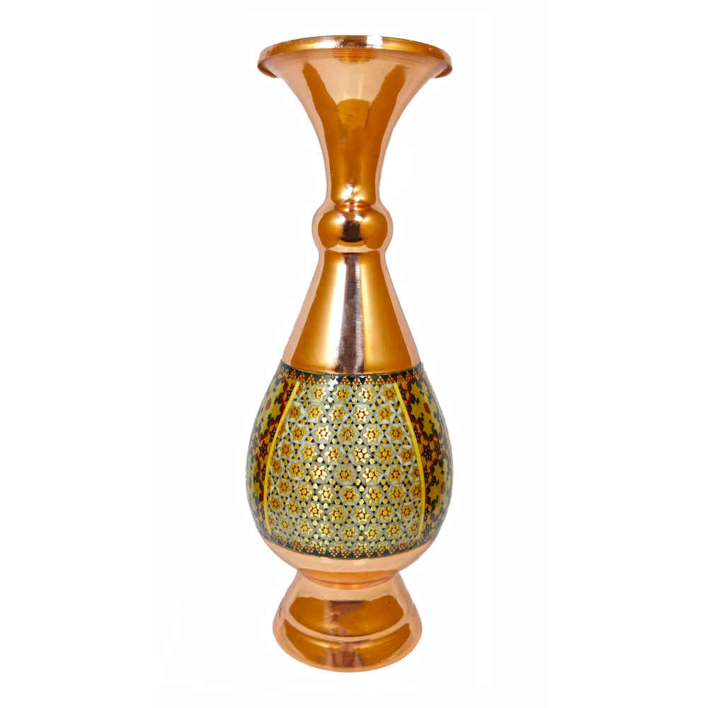 Persische Dekorative Kupfervase, handgefertigt mit Khatamkari-Marketerie-Kunst Familla
