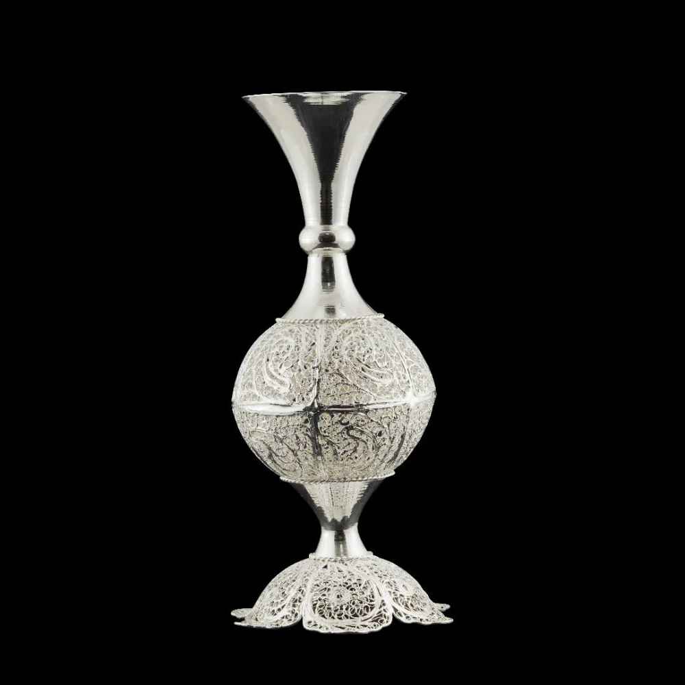 Handgefertigte Persische Filigrane Dekorative Vase mit Silberbeschichtung Sana