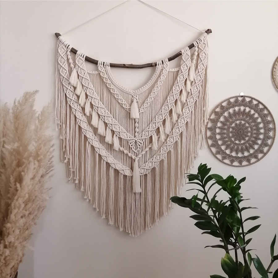 Makramee-Wandbehang Wandteppich Kunst Boho Antik