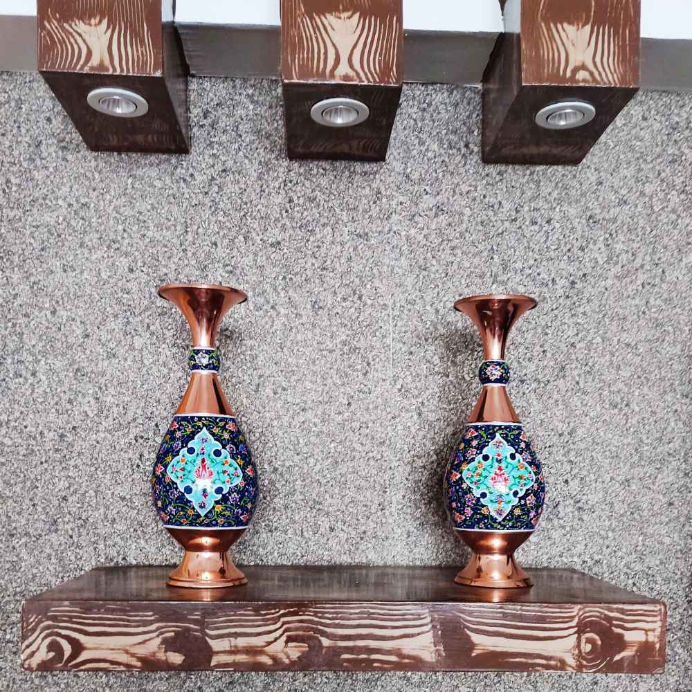 Dekorative Kupfervase, handbemalt mit Persischer Minakari-Emaille Homa