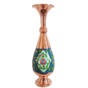 Dekorative Kupfervase, handbemalt mit Persischer Minakari-Emaille Mes