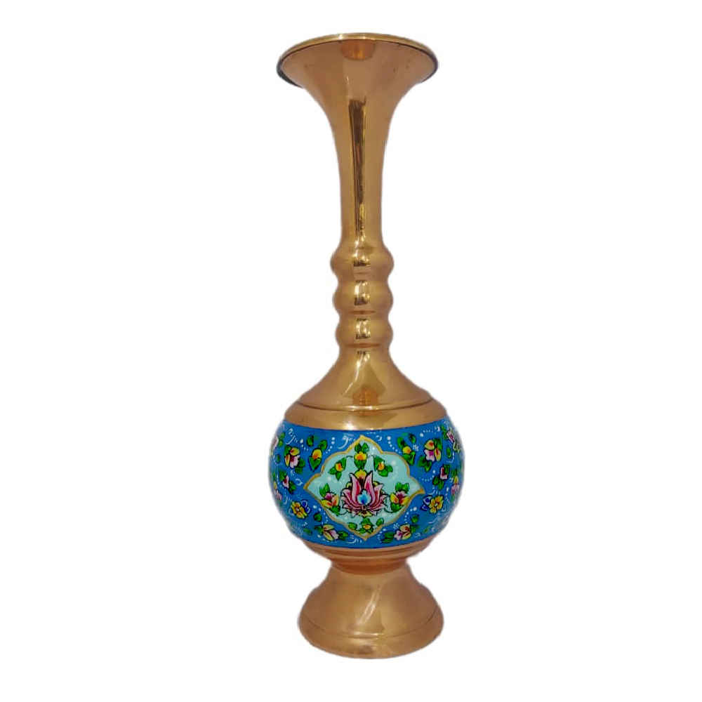 Dekorative Kupfervase, handbemalt mit Persischer Minakari-Emaille Pardaz