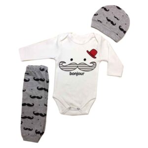 Set aus 3 Neugeborenen Baby Bekleidung Modell Schnurrbart