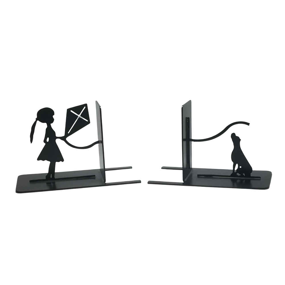 Mädchen & Hund Design Buchstütze aus persischem Metall – geeignet als Geschenkidee