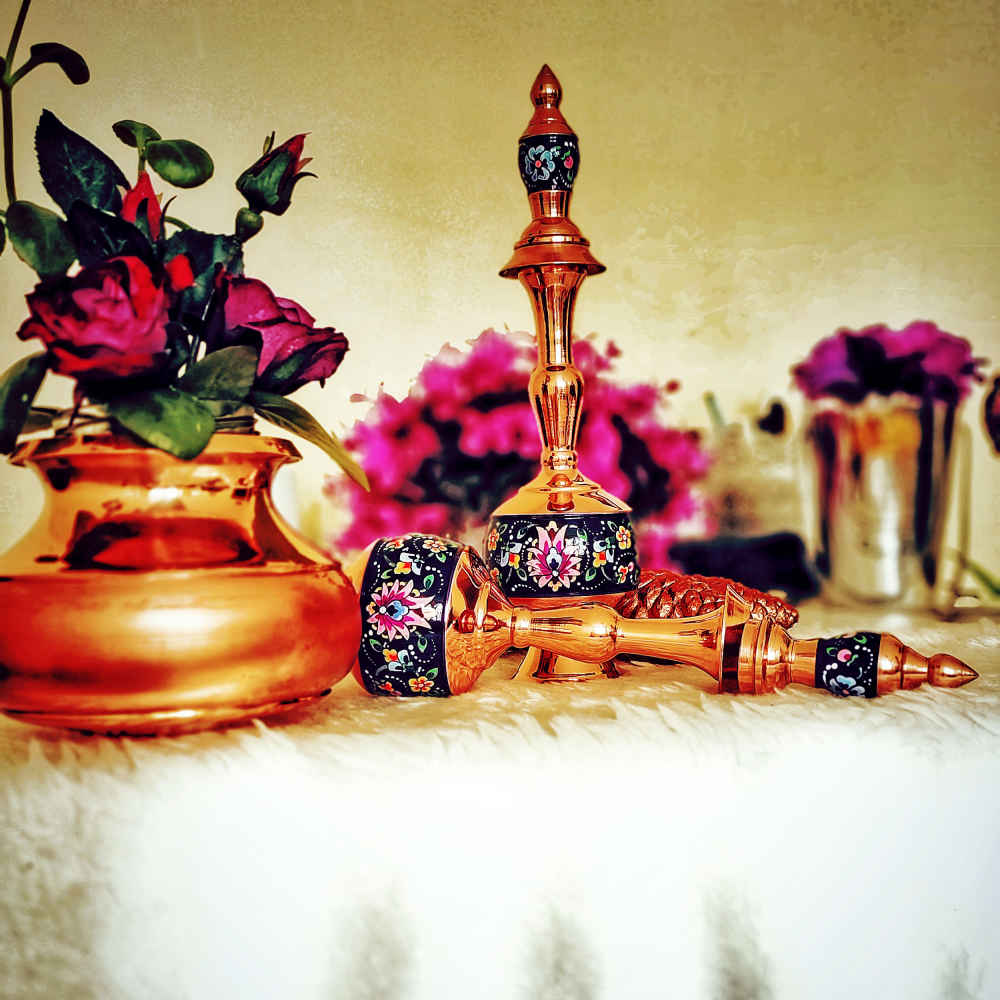 Dekorative Kupferflasche – Persische Minakari Emaille Reyhan