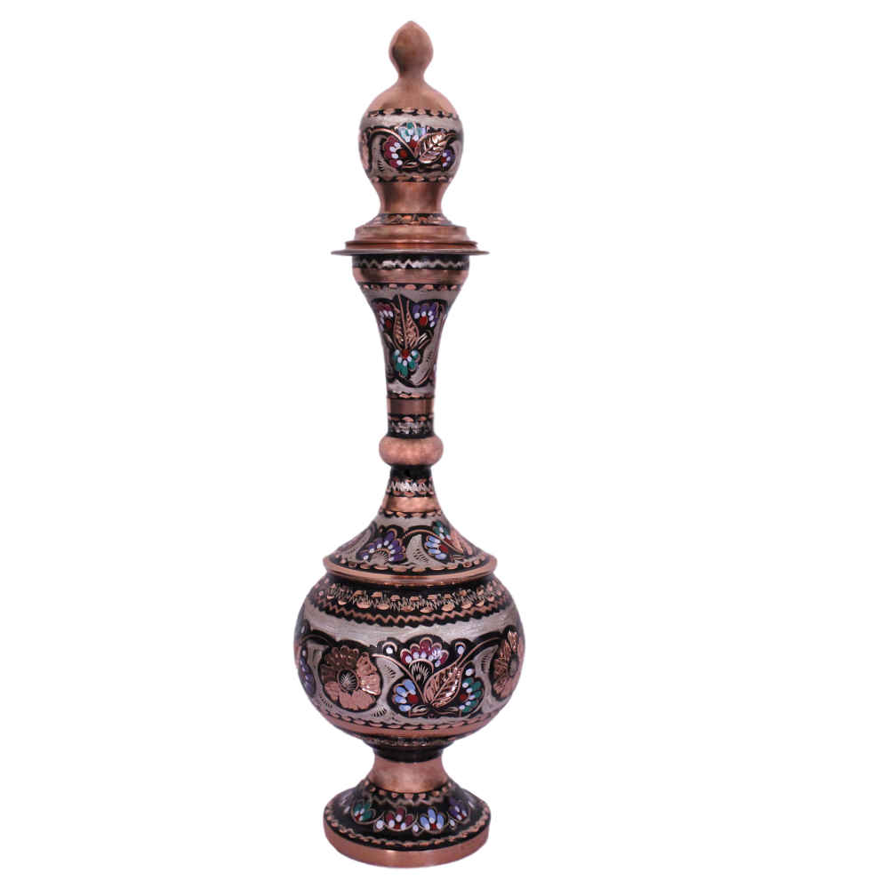 Dekorative Kupferflasche – Persische Minakari Emaille Rima