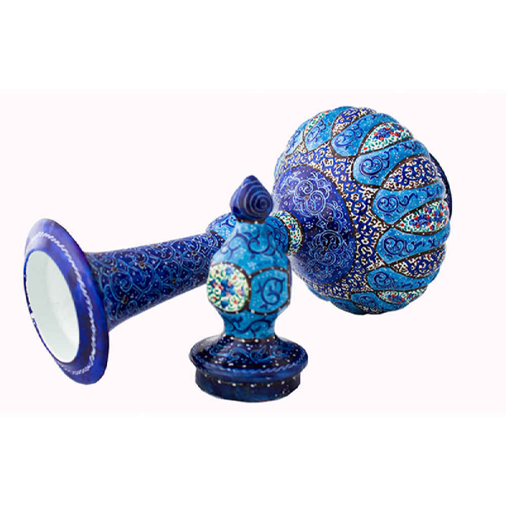 Dekorative Kupferflasche – Persische Minakari Emaille Saba