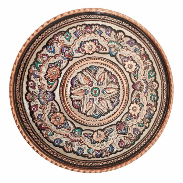 Dekoratives Kupfertablett, handgraviert mit persischem Kunsthandwerk und Darya-Muster