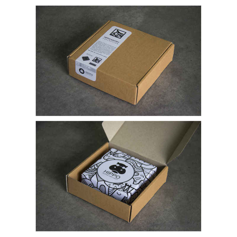 Persischer Zement-Aschenbecher – Modernes Quadrat-Design Hich-Kalligrafie