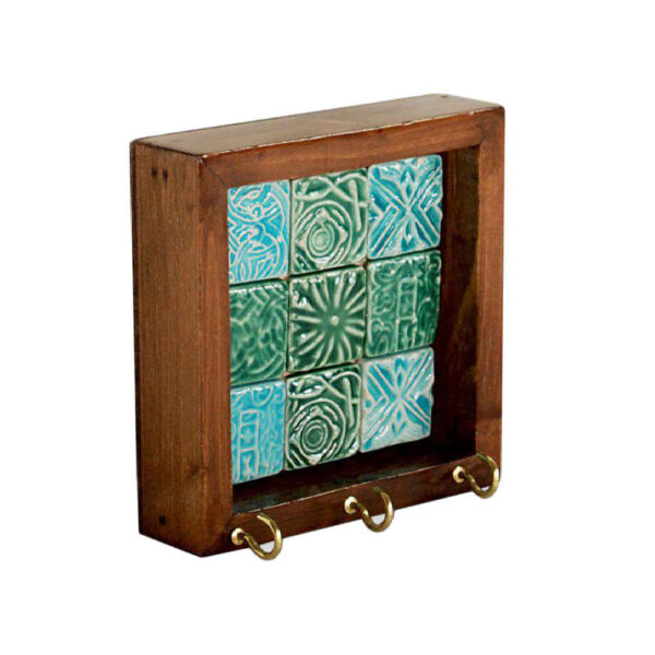 Keramischer Wandschlüsselhalter – Mit Holzrahmen, Modell Kheshti