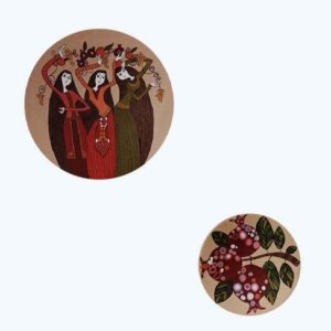 Set von 2 handgemalten dekorativen Keramiktellern Yalda