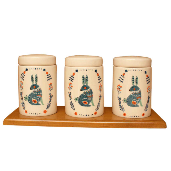 Keramik-Vorratsdosen-Set – Ideal zur Aufbewahrung & Organisation in der Küche, Kaninchen (3er-Set)
