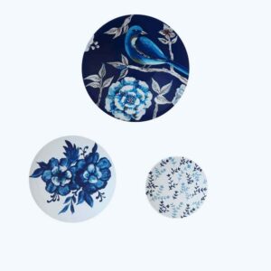 Set von 3 handgemalten dekorativen Keramiktellern Behesht Blumen