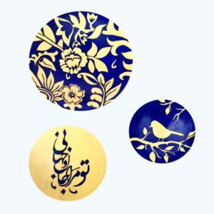 Set von 3 handgemalten dekorativen Keramiktellern Khat